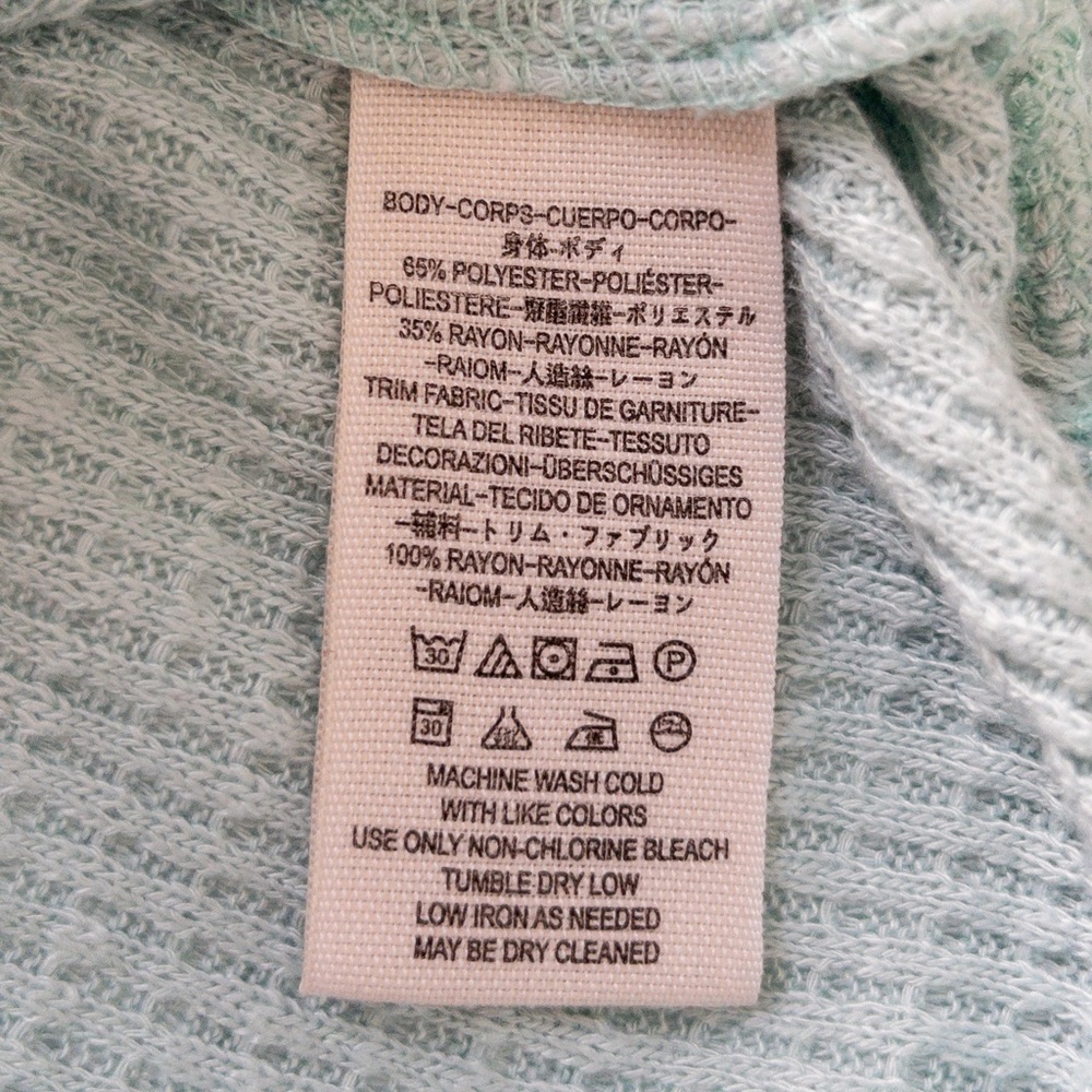 Free People Casual Clash Thermal Knit Tunic Top Mint Green Balloon Sleeve - Picture 8 of 12